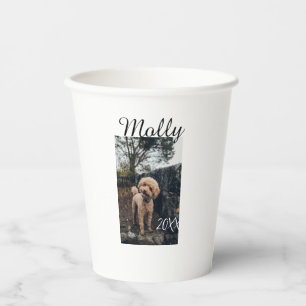 Pet dog cat animal birthday photo modern year date paper cups