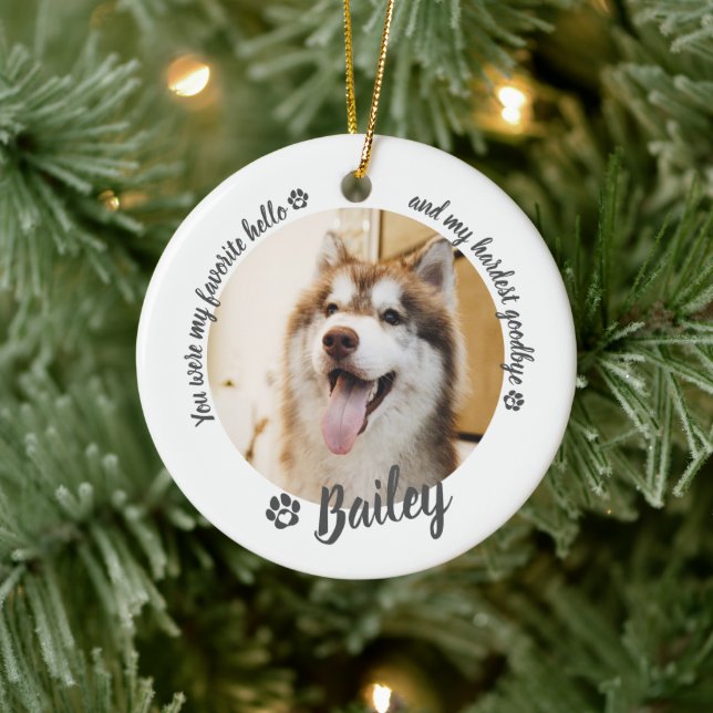 Pet Dog Cat Custom Photo Memorial Keepsake Ceramic Tree Decoration (Tree)