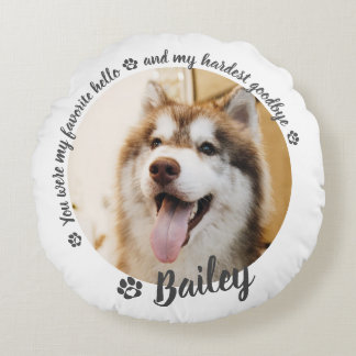 Pet Dog Cat Custom Photo Memorial Keepsake Round Cushion