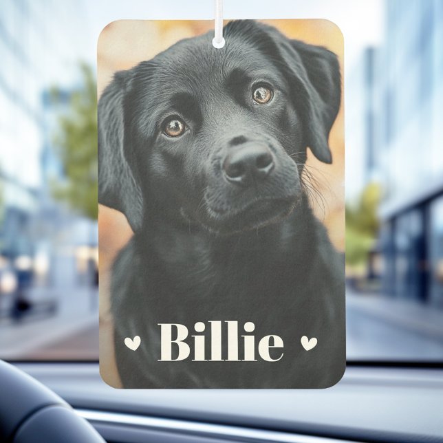 Pet dog cat name hearts two photos car air freshener (Pet dog cat name hearts two photos air freshener)