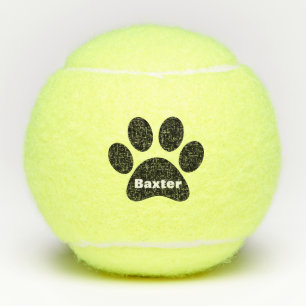 Pet Dog Cat Paw Print Name Personalised Tennis Balls