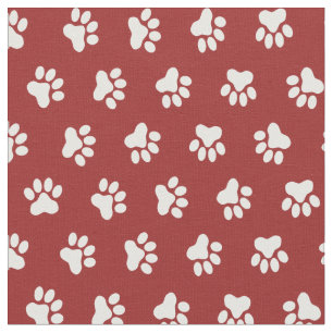 Pet Dog Cat Pawprint with Custom Background Color Fabric