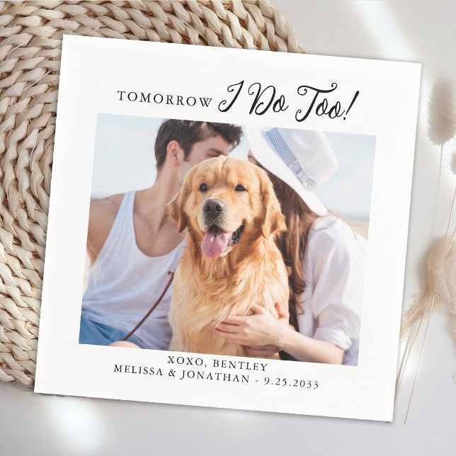 Pet Dog Cat Photo Modern Wedding Rehearsal Dinner Napkin (Creator Uploaded)