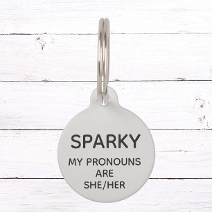 Pet Dog Cat Pronouns Customise ID Lost Pet ID  Pet Tag