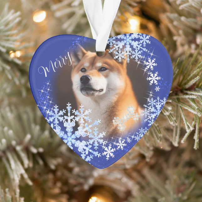 Pet  Dog Christmas Blue Ornament (Tree)