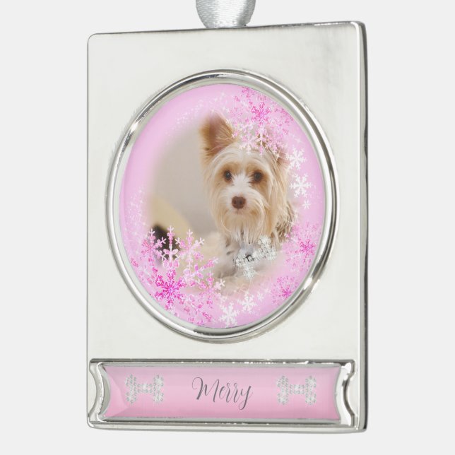 Pet  Dog Christmas Pink Ornament (Left)