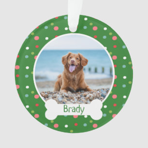 Pet Dog Cute Bright Green Holiday Puppy Photo Ornament