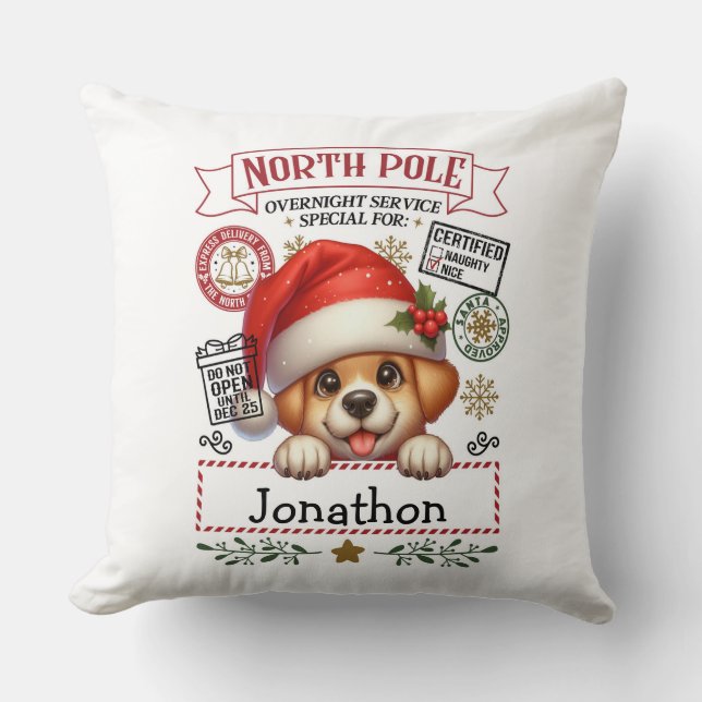 Pet Dog Festive Puppy Christmas Throw Pillow (Front)