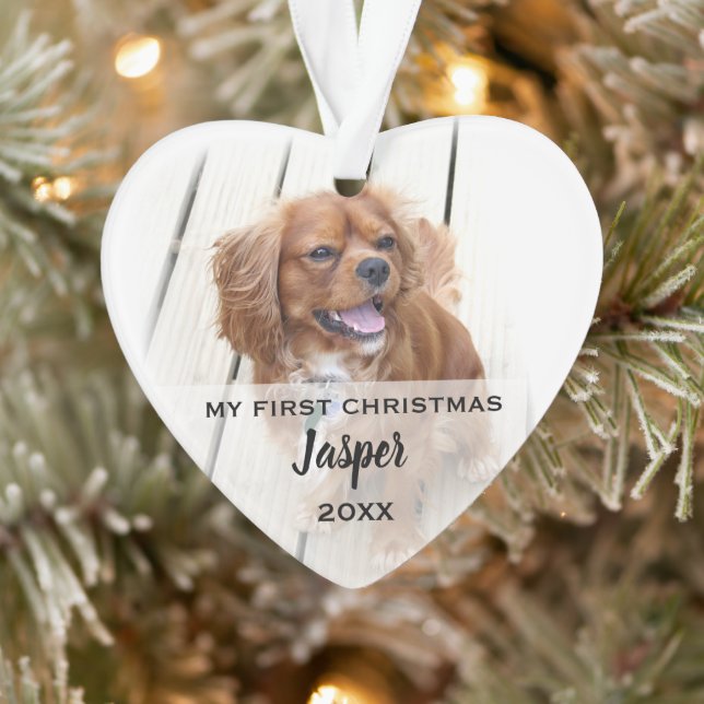 Pet Dog First Christmas Photos Tree Ornament (Tree)
