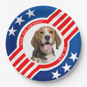 Pet Dog for President Photo USA Elections 2024 Paper Plate