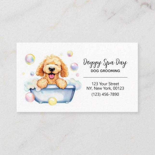 Pet Dog Grooming and Bathing Service Business Card (Front)