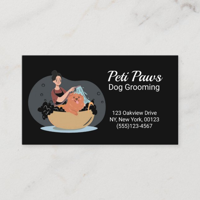 Pet Dog Grooming Service Business Card (Front)