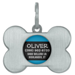 Pet Dog ID - Black & Blue - For Small Dogs Name Tag