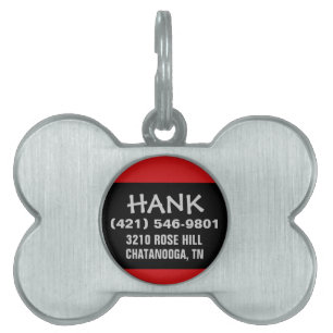 Pet Dog ID - Black & Red - For Small Dogs Tag
