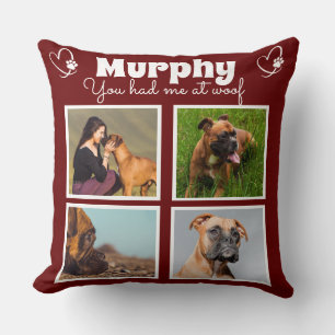 Pet dog lover 4 photo collage customised cushion
