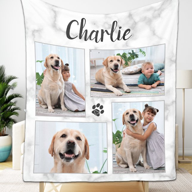 Pet Dog Lover Photo Collage Fleece Blanket (Creator Uploaded)