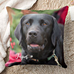 Pet Dog Lover Simple Personalized 2 Photo  Cushion<br><div class="desc">Everything looks better with your pet's picture on it! Add fun and style to any room with your custom pet photo pillow. Add your favorite photo to this soft pillow and customize with your pet's name. A one of a kind and unique gift for yourself, family or friends ! Designed...</div>