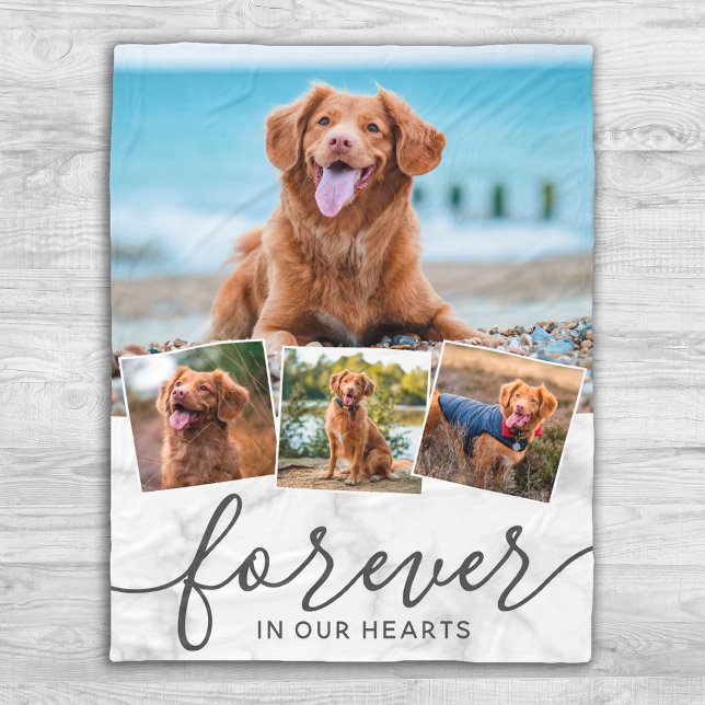 Pet Dog Memorial 4 Photo Collage Fleece Blanket (Creator Uploaded)