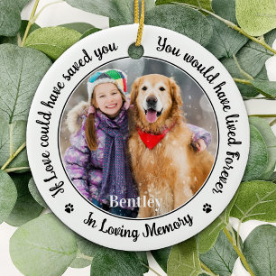 Pet Dog Memorial Custom 2 Photo In Loving Memory Ceramic Tree Decoration