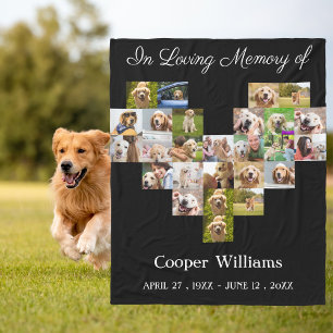 Pet Dog Memorial Custom Photo collage Pet Loss Fleece Blanket