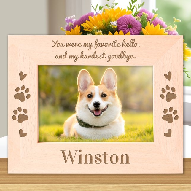 Pet Dog Memorial Favourite Hello Custom Wood Laser Etched Frames (Creator Uploaded)