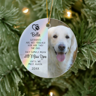 Pet Dog Memorial Goodbye Quote Photo Rainbow Ceramic Tree Decoration