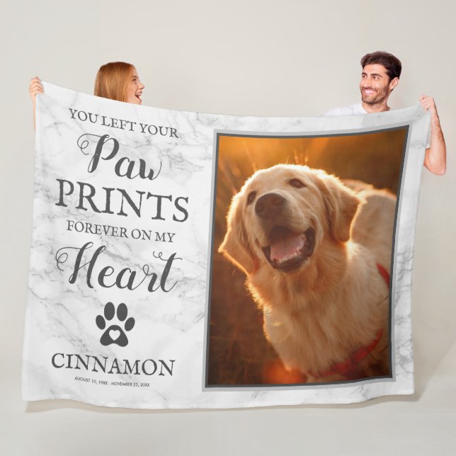 Pet Dog Memorial Keepsake Marble Fleece Blanket (In Situ)