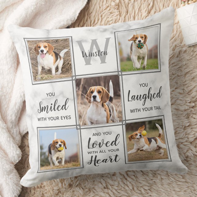 Pet Dog Memorial Keepsake Unique 5 Photo Collage Cushion (Creator Uploaded)