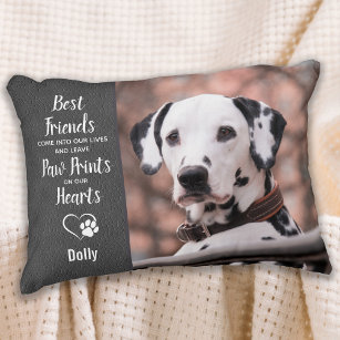 Pet Dog Memorial - Paw Prints on our Hearts Photo Decorative Cushion
