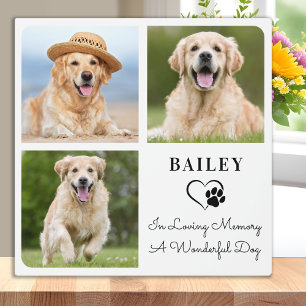 Pet Dog Memorial Personalised 3 Photo Collage Plaque