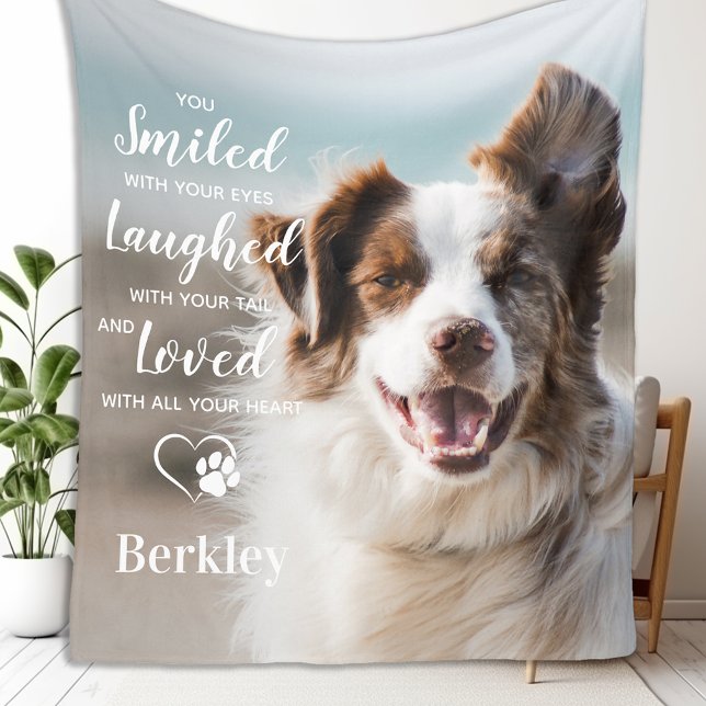 Pet Dog Memorial Personalised Photo Remembrance Fleece Blanket (Creator Uploaded)
