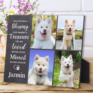 Pet Dog Memorial Personalised Remembrance 4 Photo Plaque