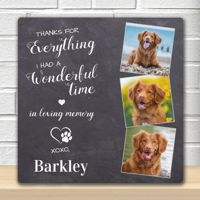 Pet Dog Memorial - Pet Loss Gift - Custom 3 Photo Plaque (Creator Uploaded)