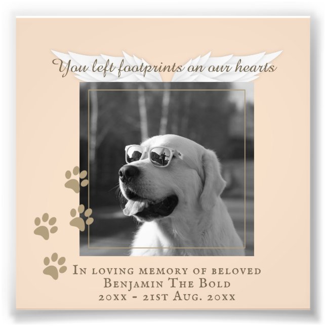 Pet Dog Memorial Photo Plaque Print Keepsake (Front)