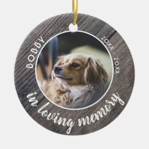 Pet Dog Memorial Photo Rustic Wood Keepsake Ceramic Tree Decoration