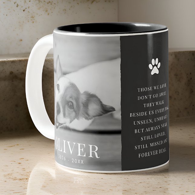 Pet Dog Memorial Quote Modern Simple Chic Photo Two-Tone Coffee Mug (Creator Uploaded)