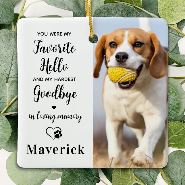 Pet Dog Memorial Remembrance Personalised 3 Photo Ceramic Ornament (Creator Uploaded)
