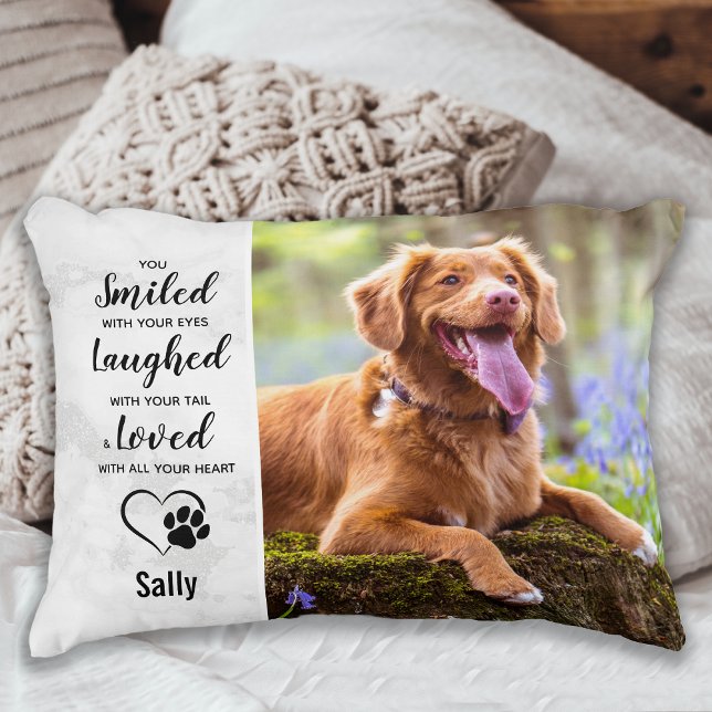 Pet Dog Memorial Remembrance Sympathy Photo Decorative Cushion (Creator Uploaded)