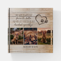 Pet Dog Memorial Rustic Wood Photo Collage 