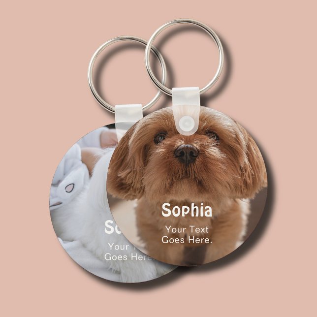 Pet Dog Name 2 Photo Cute Key Ring (Creator Uploaded)