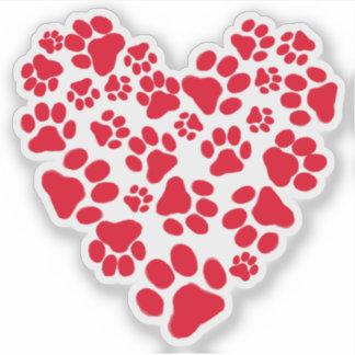 Pet Dog or Cat Paw Prints Heart Animal Lover's
