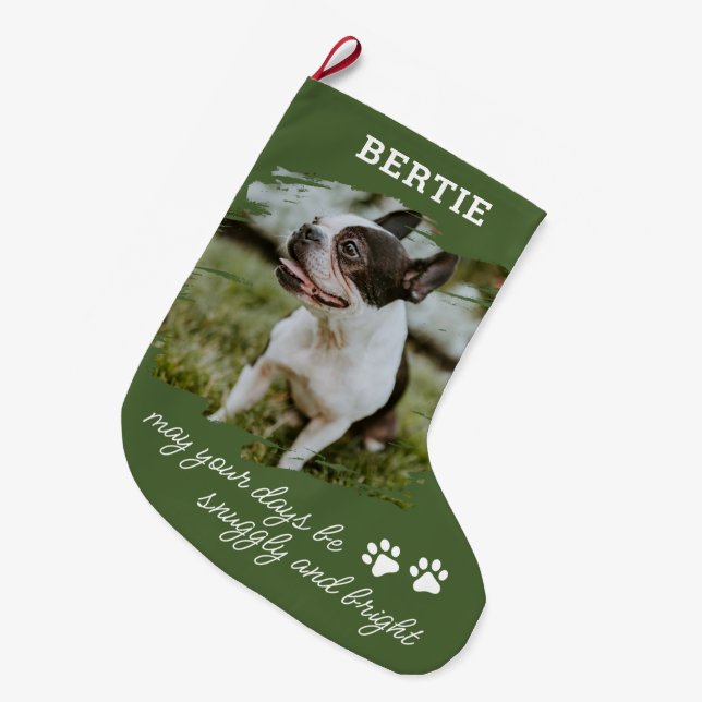 Pet Dog or Cat Photo Large Christmas Stocking (Front (Hanging))