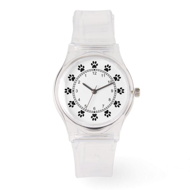 Pet dog paws pink girly watch (Front)