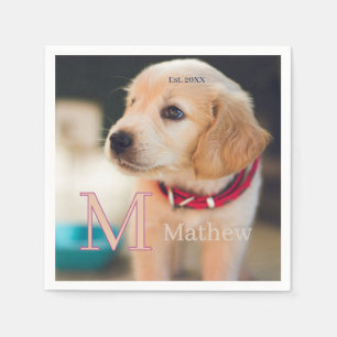 pet dog photo est year name monogram cat parent napkin