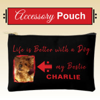 Pet dog photo name initials black red