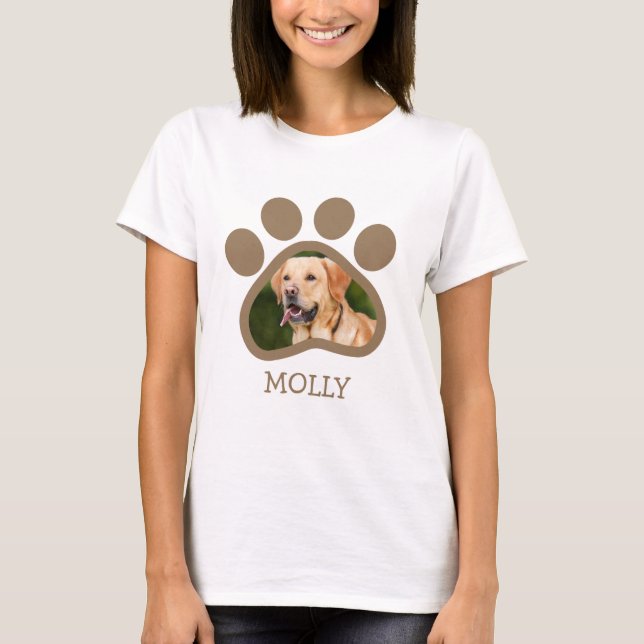 Pet Dog Photo Paw Print T-Shirt (Front)