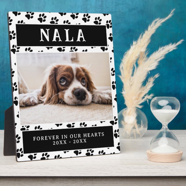 Pet Dog Photo Paw Prints Memorial Dog Loss Plaque (Side)