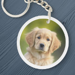 Pet dog photo photograph white border key ring<br><div class="desc">Keyring featuring your custom photographs surrounded by a white border. Double sided printing.</div>