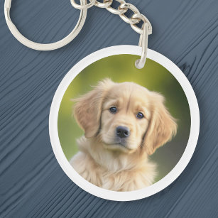 Pet dog photo photograph white border key ring