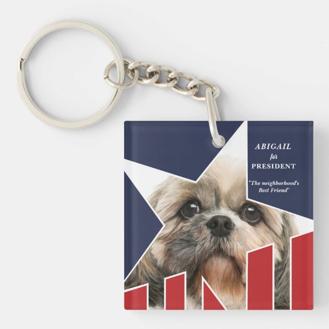 Pet Dog Photo Presidential Election 2024 Candidate Key Ring (Front)